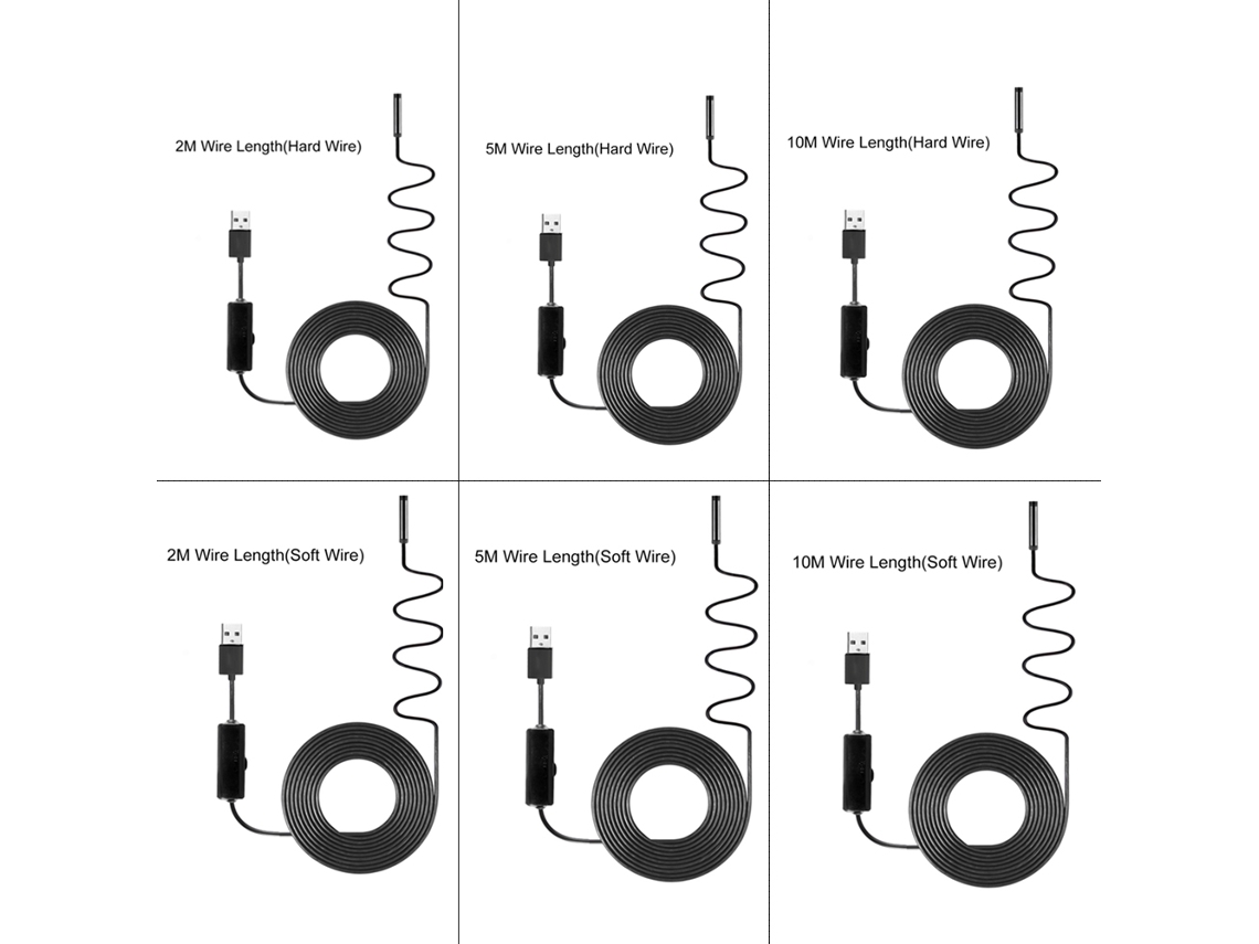 Endoscopio Industrial Usb Con Cámara De Inspección, 8 Led, 8 Mm, Resistente Al Agua Ip67, Cable Rígido De 5 M.
