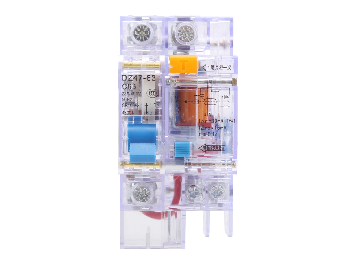 Disyuntor Miniatura Con Protección Contra Fugas Transparente Dz47le63 C63 1p+n 6~63a ~400v