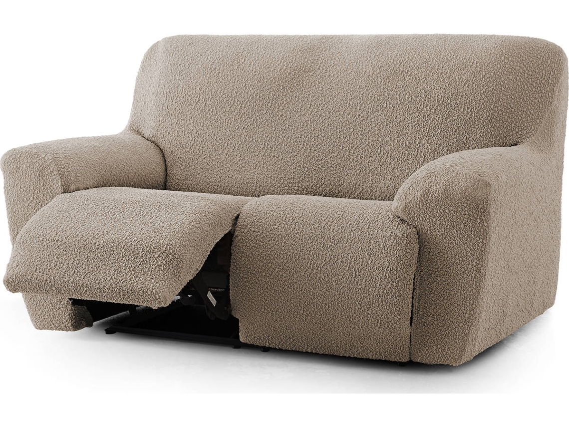 Funda Multielástica para Sofá Relax de 2 Plazas con 2 Asientos MILICA Spongy Beige Oscuro