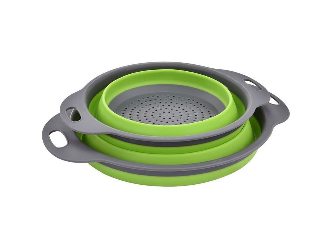 2026da-colador Plegable De Silicona Para Cocina, Ecoamigable No Tóxico, 2 Tamaños (verde)