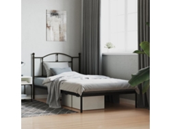 Estructura Cama Sin Colchón Con Cabecero Metal Negro 107x203 Cm
