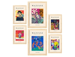 NACNIC Set De 6 Posters De Henri Matisse Celebración Láminas De Fauvismo Y Arte Abstracto Para  Tamaños A3 & A4 Marcos Color Madera