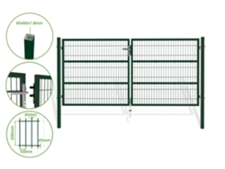 Puerta batiente de malla metálica 3m razo A.140cm verde