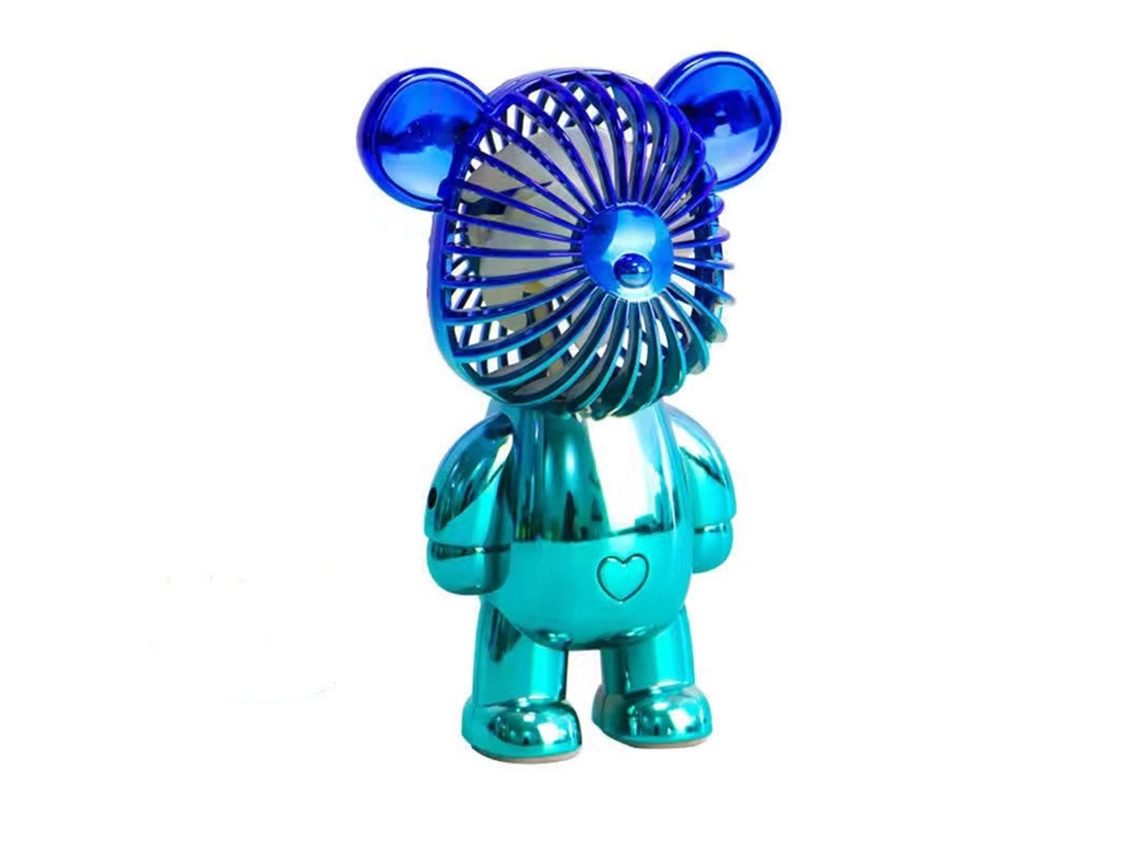 Parabrisas portátil recargable por USB con forma de oso azul y verde