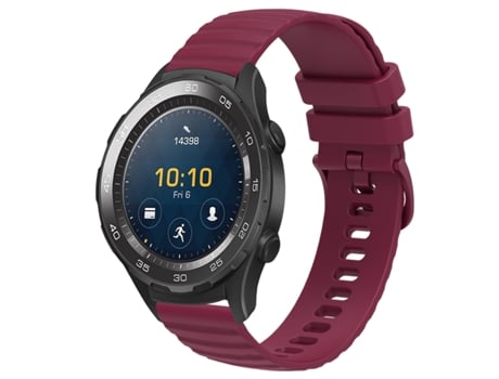 Correa de reloj inteligente para Huawei Watch 2 Correa de reloj de silicona de color sólido con patrón de puntos ondulados de 20 mm (rojo vino)