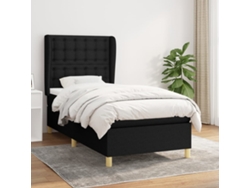 Cama box spring con colchón tela negro 90x200 cm