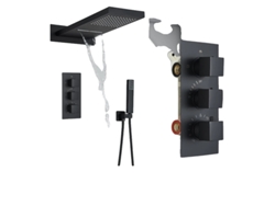 Sistema de ducha termostático, estilo contemporáneo, doble control, color negro B OEM