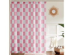 Cortina De Ducha A Cuadros Con Un Bonito Estampado Retro, Lavable A Máquina, Rosa, 183 X 183 Cm, Limpieza Profunda, Para Uso Doméstico.