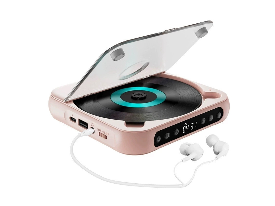 Reproductor De Cd Con Función De Memoria, Reproductor De Cd Personal, Batería De 1200 Mah (rosa).