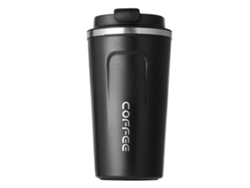 Taza de viaje de acero inoxidable de 510 ml con aislamiento de doble pared, reutilizable, para coche (negra)