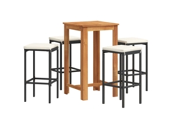 Maison Exclusive - Mesa Y Taburetes De Jardín 5 Pzas Madera Acacia Ratán Pe Negro