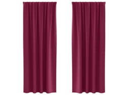 Maison Exclusive - Cortinas Opacas Con Anillas 2 Pcs Rojo Vino 245 X 140 Cm