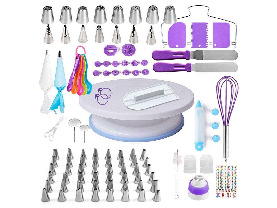 Kit de decoración de pasteles, suministros de decoración de pasteles, plato giratorio antideslizante para pasteles, nivel, raspador de glaseado, etc.