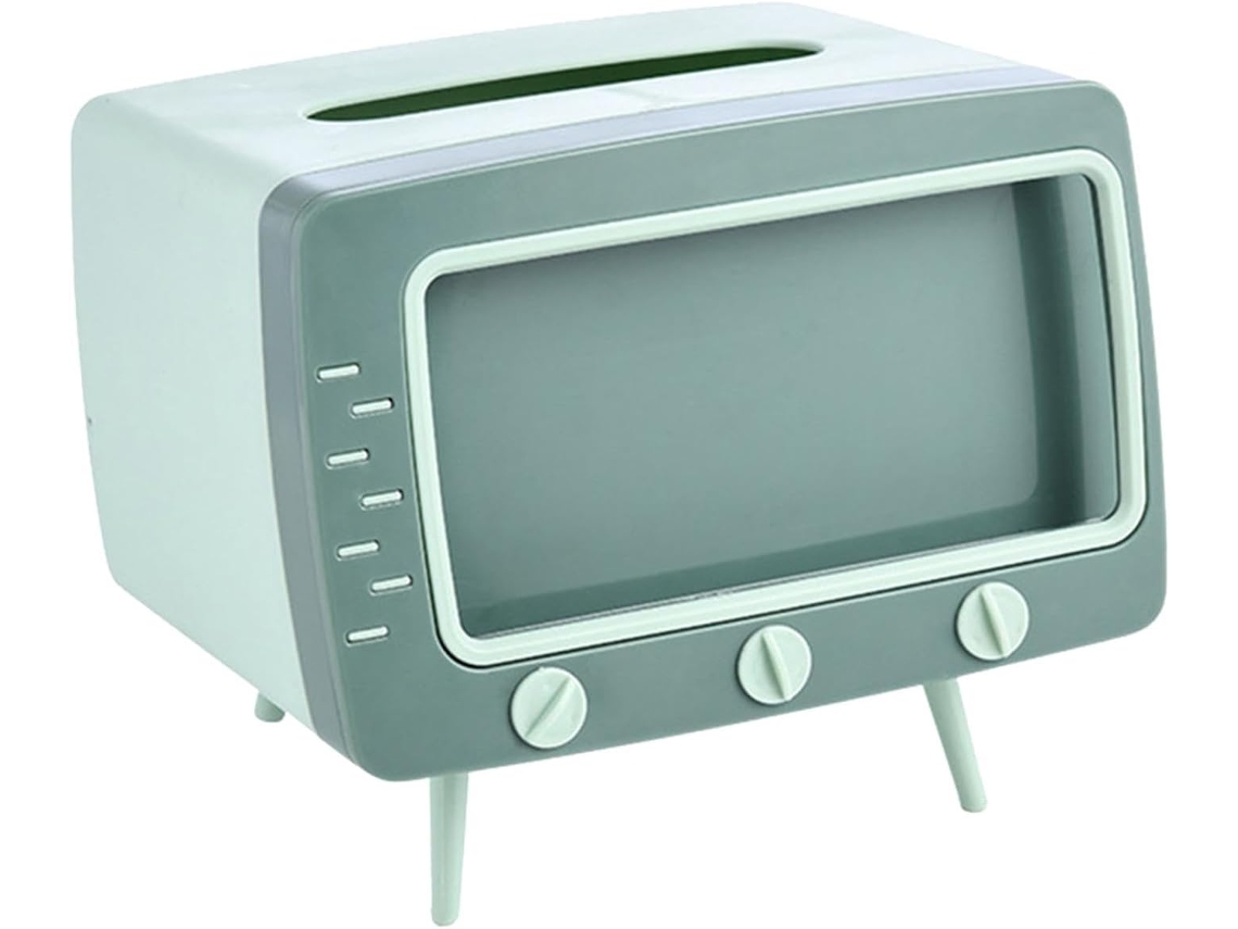 Caja de pañuelos - Dispensador de pañuelos estilo retro - Con soporte para smartphone - Verde