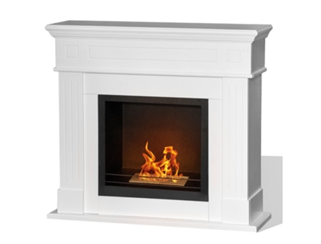 Biochimenea de bioetanol chimenea de pie Cambridge en madera Blanco 110x37x102h
