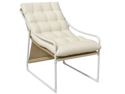 Sillón de jardín exterior con estructura de acero acolchada para balcón, terraza o jardín, color beige.