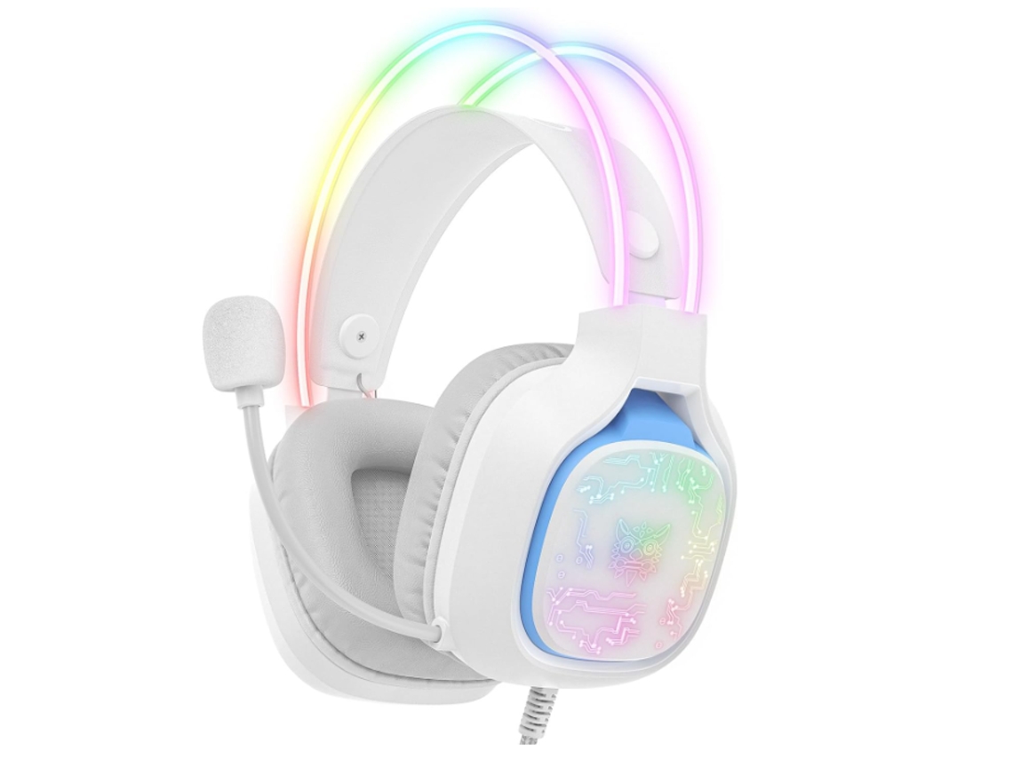 Auriculares para juegos para PC con micrófono, auriculares con cable con cancelación de ruido y LED RGB.