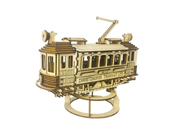 Maqueta De Madera 3d, Con Movimiento Mecánico Diseño De Tranvía Antiguo. 179 Piezas.