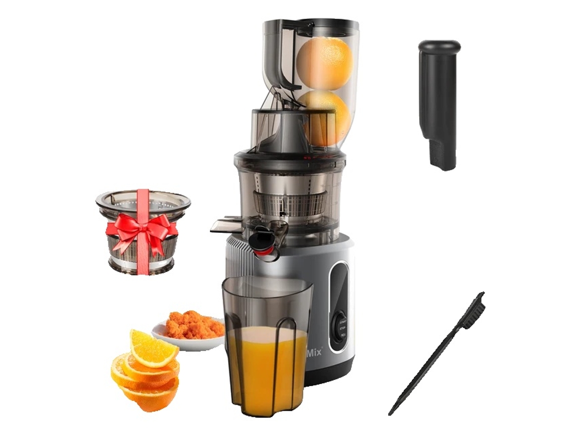 Extractor de jugos de prensado en frío, boca de alimentación de 75 mm, potente motor de 200 W, HH 916i, UE OEM