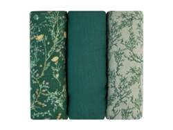Juego de pañales de muselina Secret Garden, paquete de 3, 75 x 75 cm, verde Kikkaboo