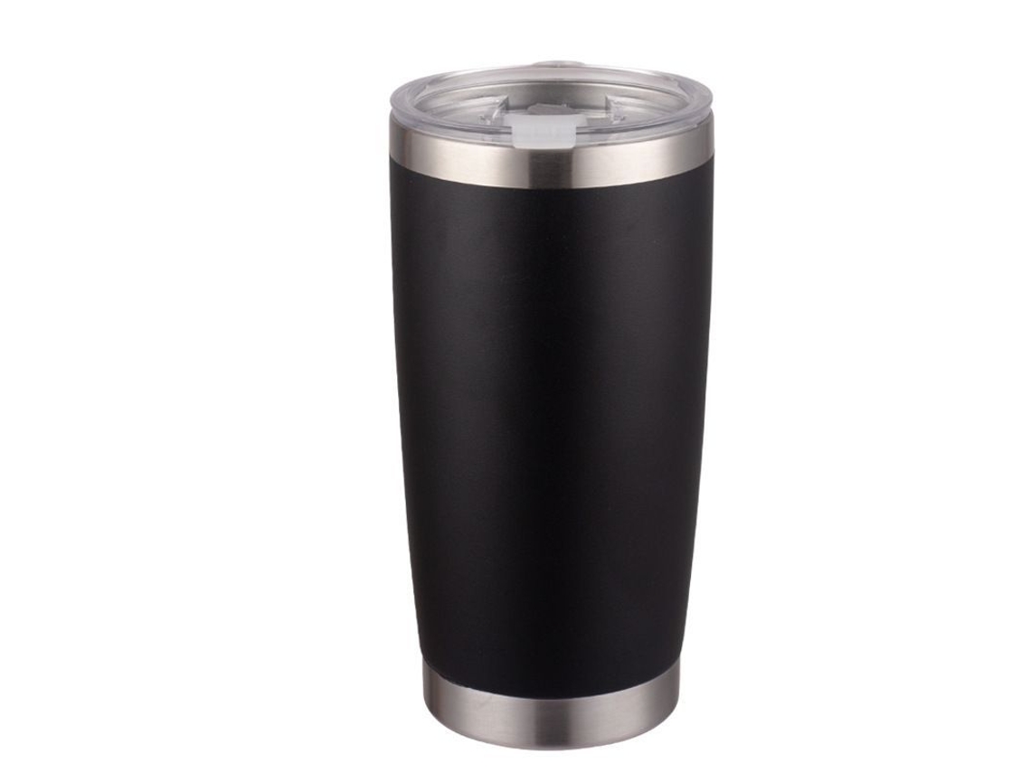 Botella térmica Rebe-taza de acero inoxidable de 590 ml (20 oz) para uso en exteriores, con aislamiento al vacío, tapa magnética y color negro.