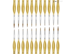 Juego de 22 pinceles miniatura para detalles con cerdas de nailon y madera MDUG (color madera)