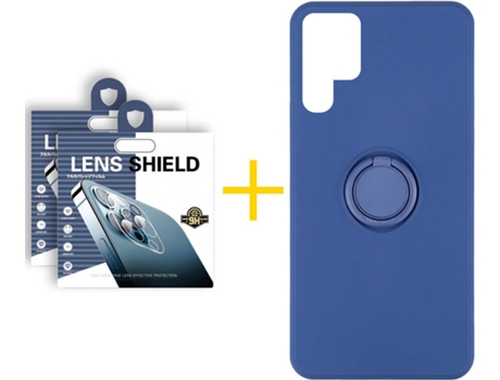Carcasa + 2 Protectores de Cámara para Samsung Galaxy S22 Ultra 5G SKYHE Azul Oscuro