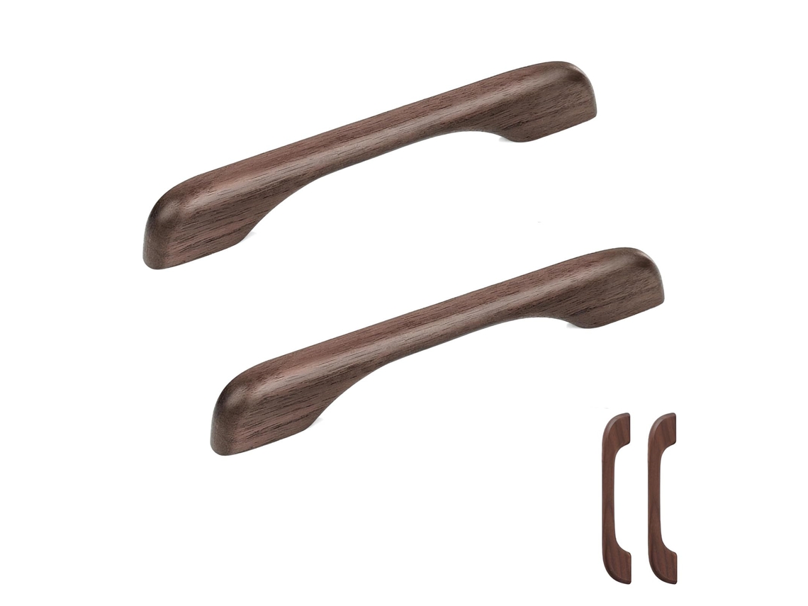 Tiradores de madera de nogal negro, 2 unidades, 128 mm, para armarios y cajones.