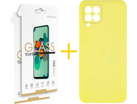 Carcasa + 2 Protectores de Pantalla para Huawei P40 Lite SKYHE Amarillo