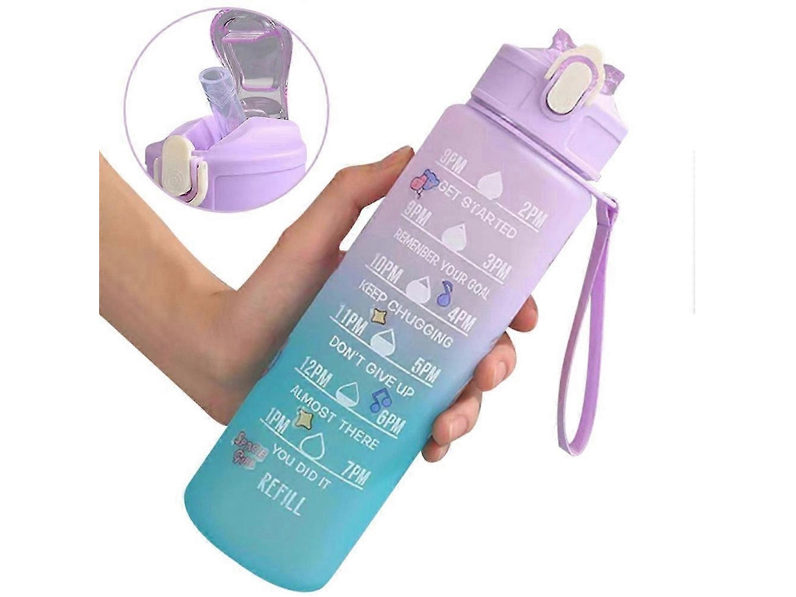 Botella De Agua Deportiva Para Gimnasio, Viaje, Bebida, Botella A Prueba De Fugas Con Pajita Rosewell
