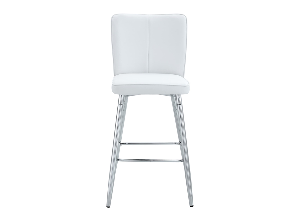 Taburete De Bar 101cm - Pu Blanco, Respaldo Ergonómico, Cómodo Y Elegante - Blanco+plata