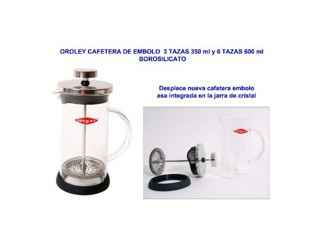 Oroley cafetera de embolo  3 tazas 350ml borosilicato 220010300