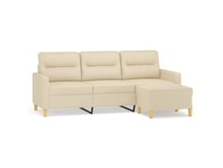 Maison Exclusive - Sofá De 3 Plazas Con Taburete De Tela Crema 180 Cm