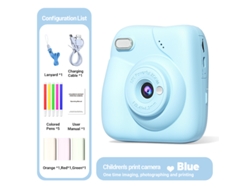 Cámara instantánea Eifson de 2.0 pulgadas, zoom 10x, 1080p, con tarjeta de 32 GB, papel térmico y lápices de colores (azul)