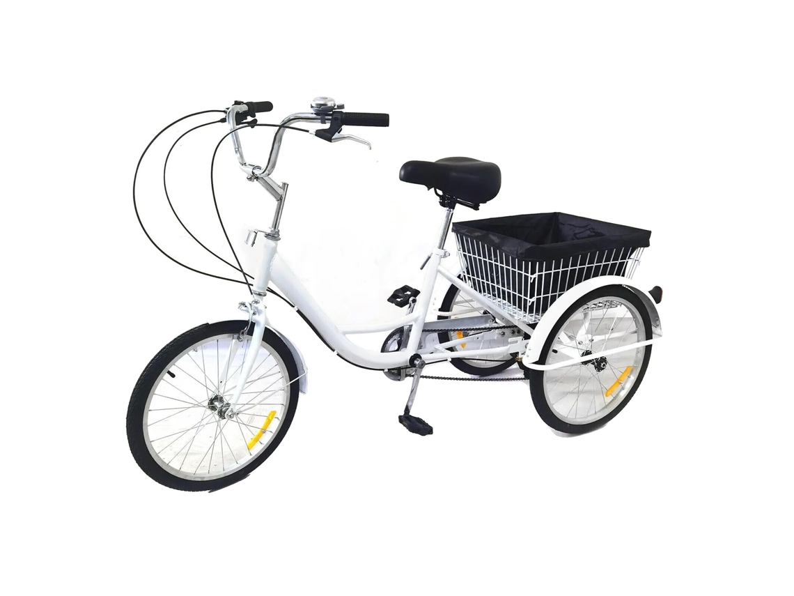 Triciclo para adultos de 20 pulgadas, diseño de 8 velocidades, altura ajustable, color blanco OEM