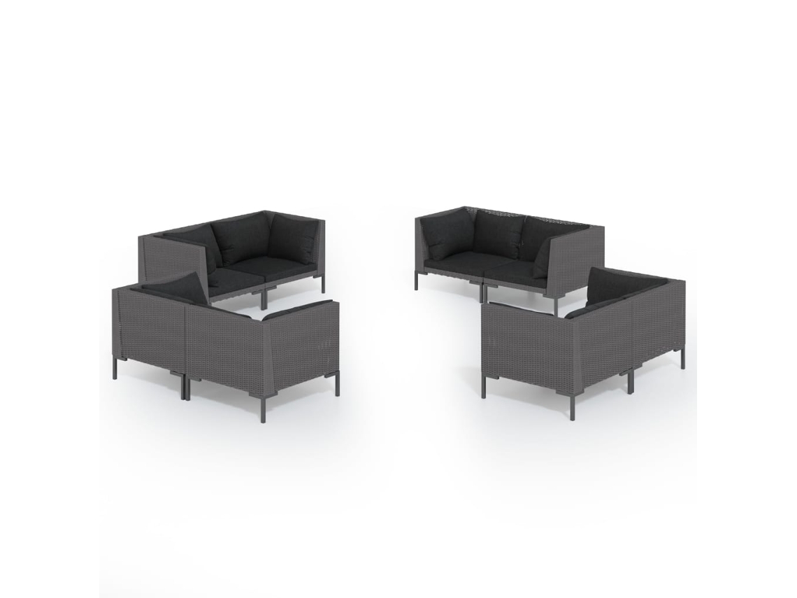 Maison Exclusive - Set Sofás De Jardín 8 Pzas Cojines Ratán Sintético Gris Oscuro