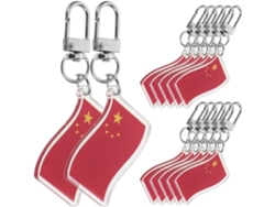 12 Llaveros De Acrílico Rojo Con La Bandera China, Diseño Elegante, Uso Versátil, Para