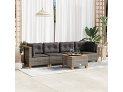 Conjunto de sofá de jardín de 5 piezas con cojines, ratán gris, DKD Home Decor