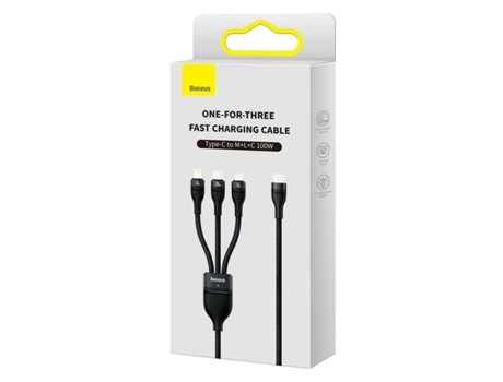 Cable de datos de carga rápida universal 3 en 1 (tipo-c a micro lightning tipo-c) 100w BASEUS Flash Series II