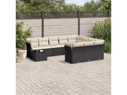 Conjunto de sofás de jardín de 11 piezas DKD Home Decor con cojines de mimbre negros