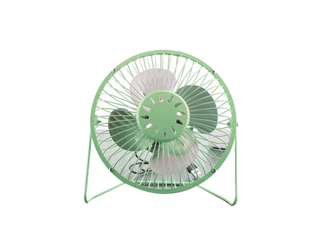 Mini ventilador USB de metal verde de 4 pulgadas