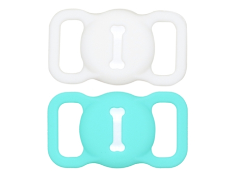 Soporte para collar de perro Airtag, soporte para collar de gato Airtag, funda de silicona para collar de gato Airtag, blanco verde menta ZMDECQNA