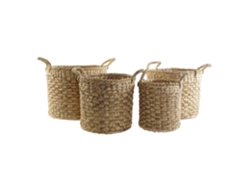 Set 4 Cesta Yute Natural Marron 38x38x41cm