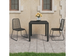 Juego de comedor de jardín de 2 piezas de mimbre de PVC negro Dkd Home Decor