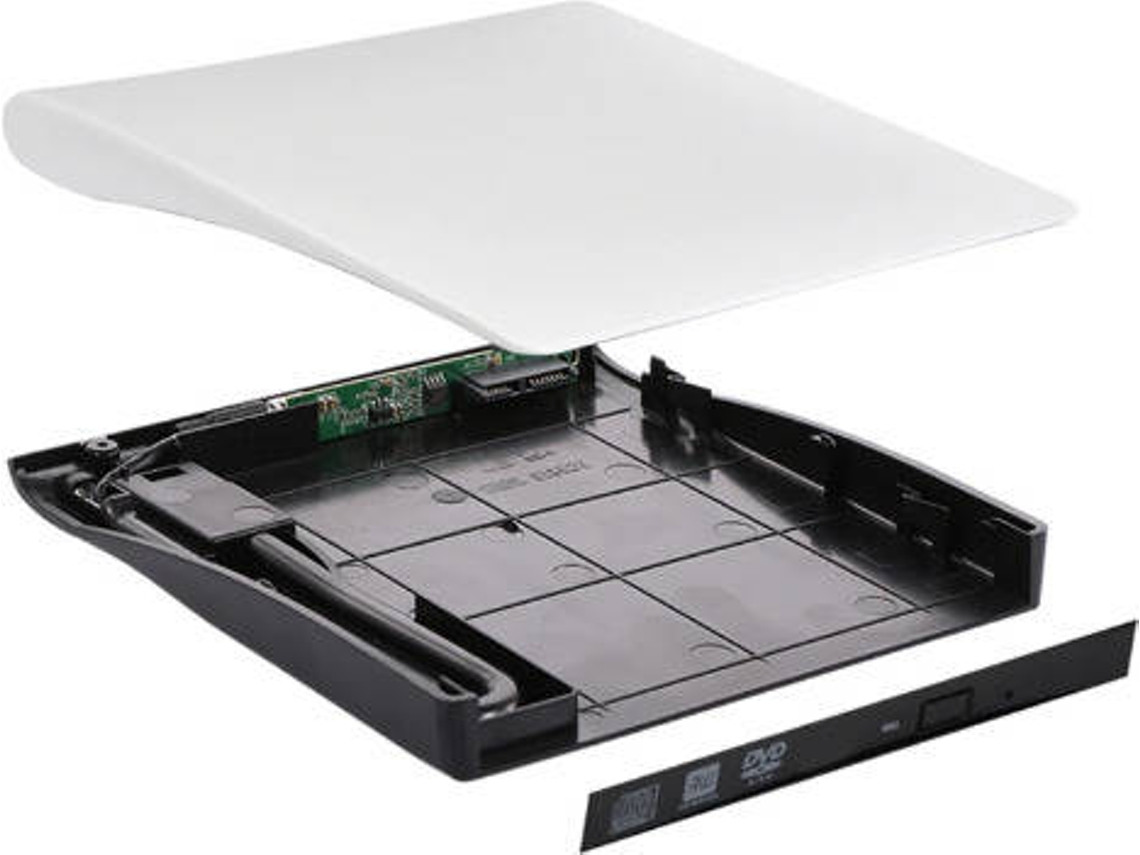 Carcasa Lector Externo Dvd-Rw Sata 3.0 USB 9.5Mm Blanco