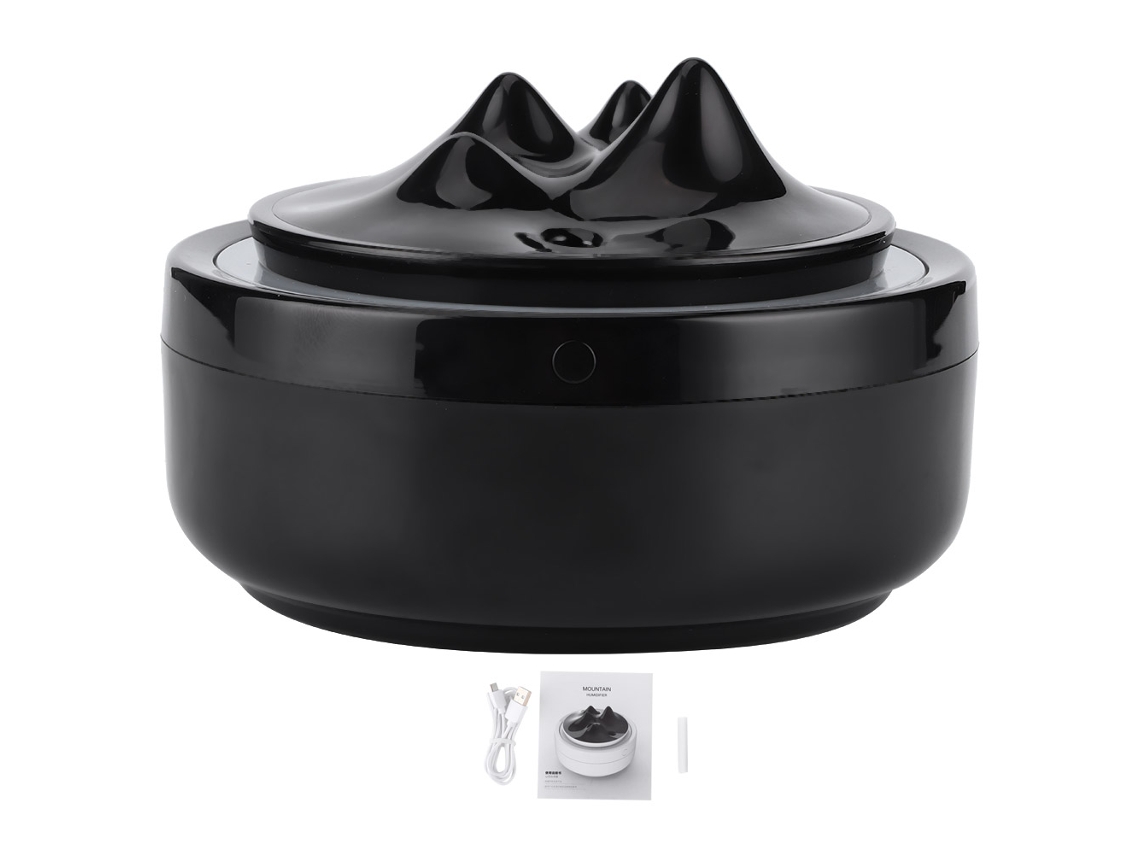 Mini Humidificador De Aromaterapia Con Luz Nocturna Usb, 300 Ml, Abs Pp, Negro, Para Dormitorio U Oficina.