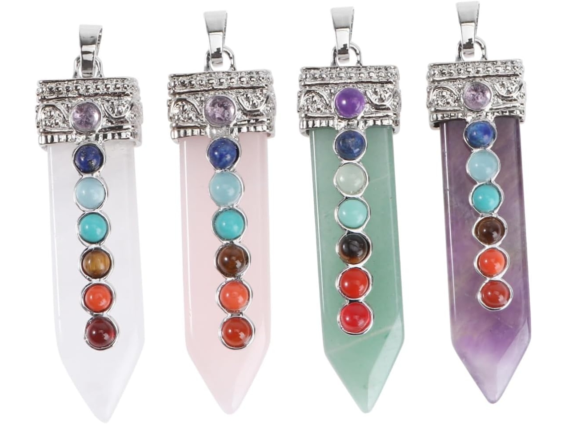 Nuobesty Juego De 4 Colgantes De Chakras Refinados Para Decoración De Collares Diy, Cristal De Los Siete Chakras