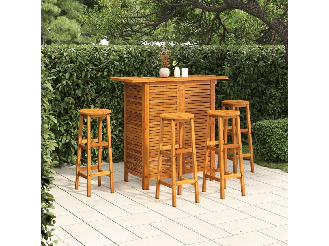Juego de barra de jardín de 5 piezas de madera maciza de acacia Dkd Home Decor