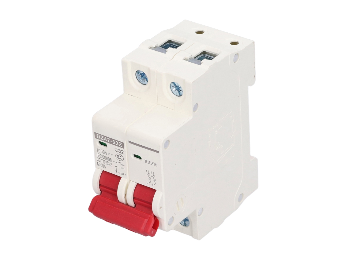 2026dz - Interruptor de circuito de CC en miniatura, 2 polos, 1000 V, 32 A, para sistema fotovoltaico solar, montaje en riel DIN Dz47-63z C32