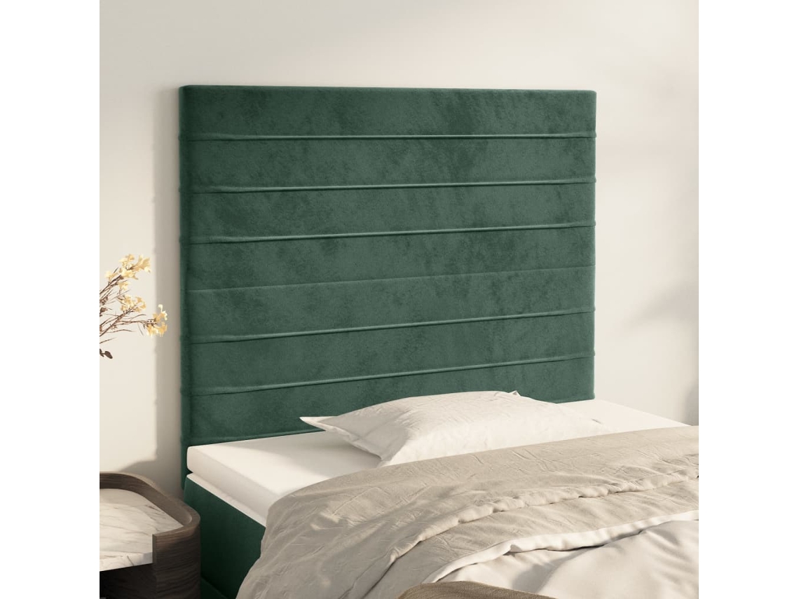 Cabeceros 2 Unidades De Terciopelo Verde Oscuro 100x5x78/88 Cm
